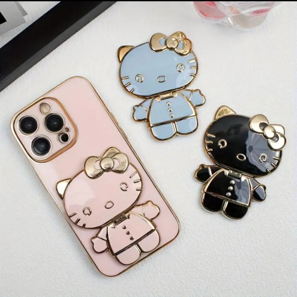 Hello Kitty Rotatable Folding Phone Stand Mirror - BLUE - Picture 4 of 5